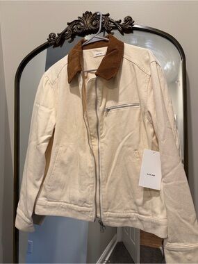 Mod Ref Cream Jean Jacket with Brown Corduroy Collar